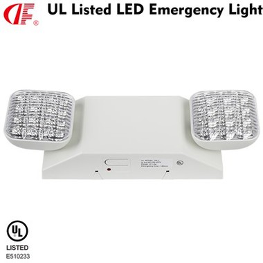 DF-1 سفید دو ایڈجسٹ ہیڈ ایمرجنسی لائٹ 90min بیٹری بیک اپ UL درج ہے 120/277VAC