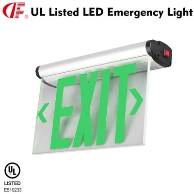 DF-3G ایج LIT یونیورسل UL درج گرین ایمرجنسی ایگزٹ سائن کے ساتھ بیک اپ ریچارج ایبل بیٹری ایڈجسٹ زاویہ 180
